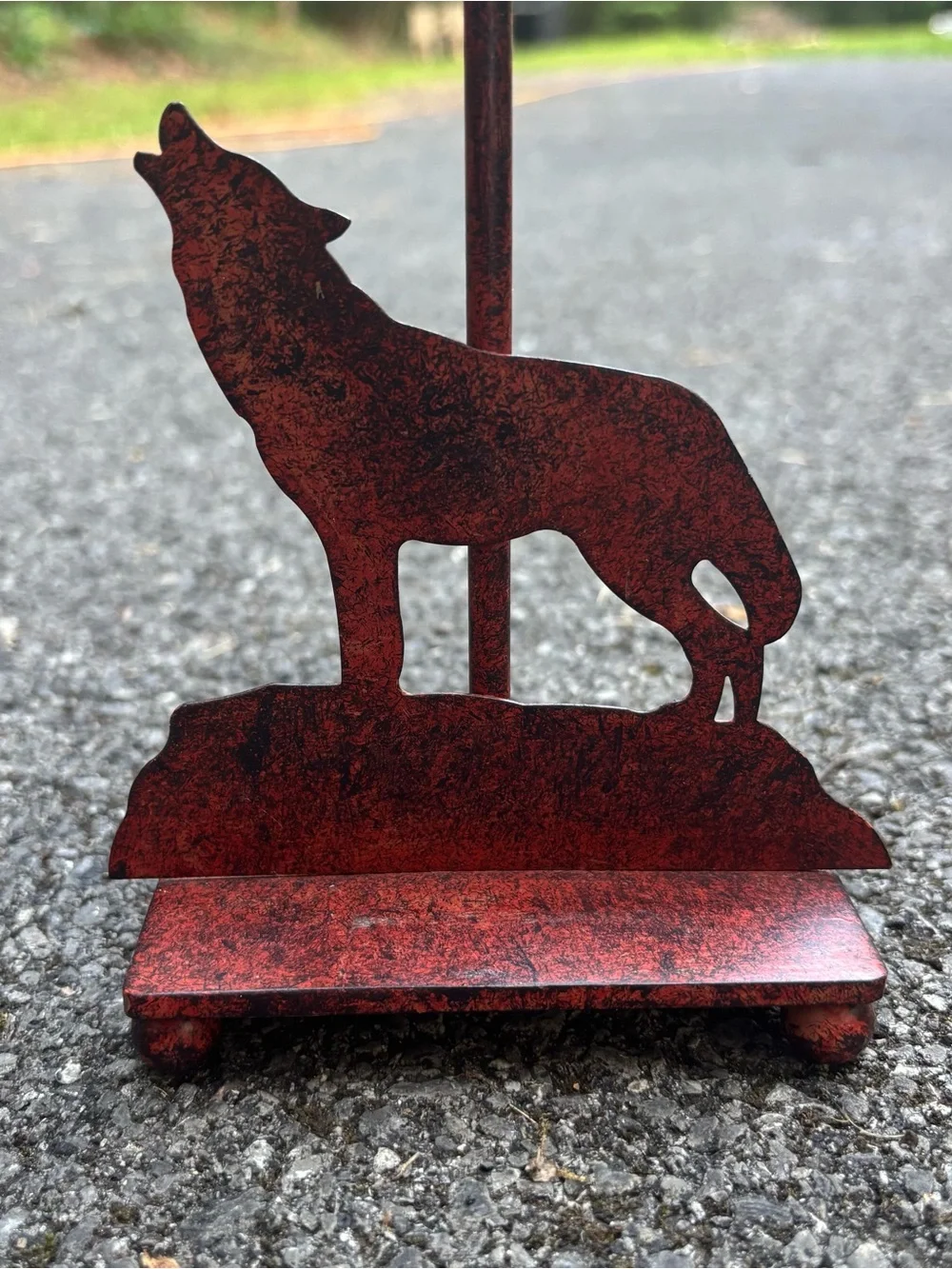 Green Pressed Glass Votive Holder on Rustic Wolf Stand